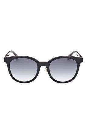 Max Mara 54mm Round Sunglasses in Shiny Black /Gradient Smoke at Nordstrom Rack