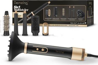 Saint Algue Cepillo Alisador 5 En 1 - Saint Algue - Demeliss - 1000 W - 3 Temperaturas - Negro / Oro