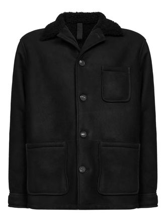 Tagliatore shearling-collar coat - Black