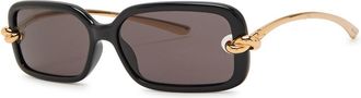 Bottega Veneta Narrow Rectangle-frame Sunglasses - Black - One Size