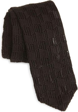 BOSS Cotton Knit Tie in Dark Brown at Nordstrom