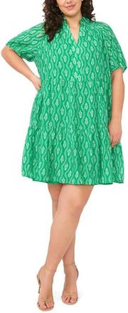 CeCe by Cynthia Steffe Tiered Ruffle Neck Dress in Kelly Green at Nordstrom, Size 1 X