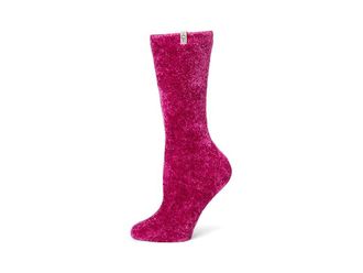 UGG Leda Cozy Sock Womens Crew Cut Socks Shoes Chroma Pink, Spandex/Polyester/Chenille