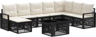 vidaXL Conjunto De Sof&aacute;s De Jard&iacute;n 9 Uds. Negro Y Blanco Crema Vidaxl