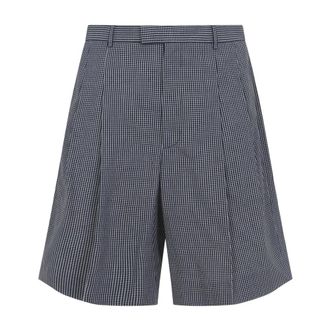 Givenchy Casual Shorts, male, Blue, S, Double pleat checked bermuda shorts in cotton