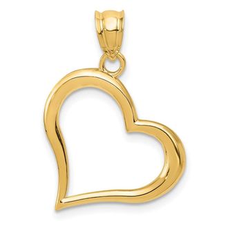 Diamond2Deal 14k Yellow Gold Polished Open Dangling Heart Pendant