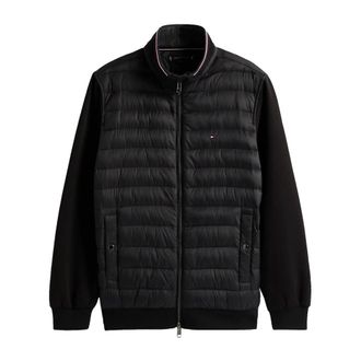 Tommy Hilfiger Gewatteerde Bomberjack met Contrasterende Mouwen - Heren - Winterjassen - Zwart - XL - Katoen - Jassen