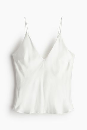 H&M Tr&auml;gertop aus Satin aus einer Seidenmischung - White