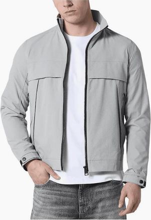 883 Police Mens Brun Seersucker Textured Cool Grey Jacket - Size: 40/Regular
