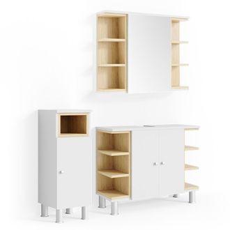 Vicco Conjunto De Muebles De Ba&ntilde;o Aquis, Blanco, 3 Piezas