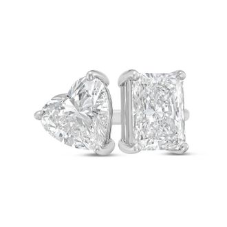 Diana M. Jewels 14kt white gold 4ct Lab Grown Radiant & Heart Diamond Two-Stone Ring