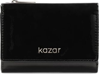 Kazar Kreukelig glanzend leren portemonnee - Dames - Portefeuilles - Zwart - ONE Size - Leer - Accessoires