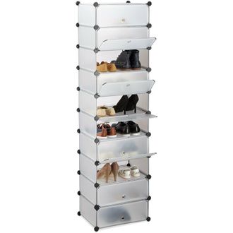 Relaxdays Relaxdays - 10 Tier Shoe Rack, Large Shoe Cabinet, Stacking Shoe Organizer, Space-Saver, app. 176 x 49 x37 cm, Transparent