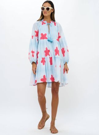 Oliphant Balloon Sleeve Short Dress In Mela Blue