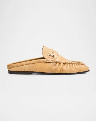 Saint Laurent Le Loafer Eel Leather Penny Loafer Mules