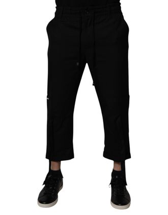 Dolce & Gabbana Black Polyester Men Cropped Pants Virgin Wool