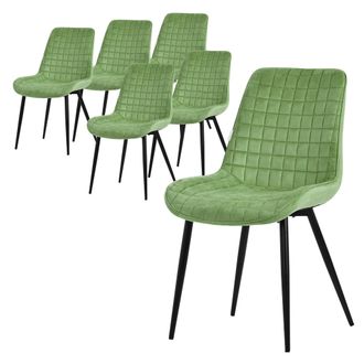 ML Design Ml-design Set 6x Sillas De Comedor Salvia Con Respaldo Asiento Ergon&oacute;mico Acolchado Tapizado De Terciopelo Con Patas De Metal Sill&oacute;n De Dise&ntilde;o Moderno