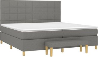 vidaXL Vidaxl - Cama Box Spring Con Colch&oacute;n Tela Gris Oscuro 200x200 Cm
