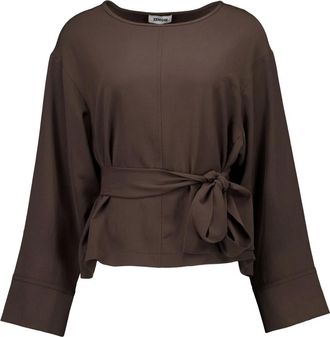 Zenggi Top Manica Lunga in Crepe Giapponese - - Blouses & Shirts - Donna - Marrone - S