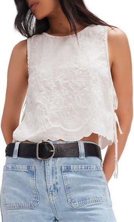Free People Faded Gardens Embroidered Cotton Tank in White at Nordstrom Rack, Size X-Large