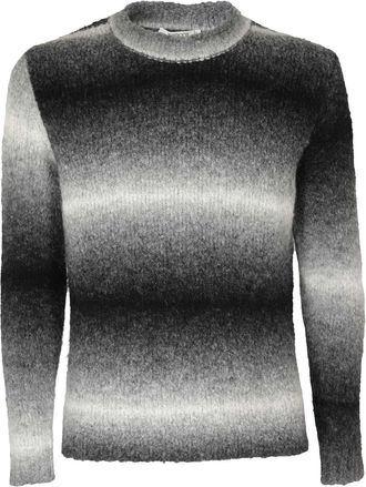 KANGRA Black and White Gradient Striped Alpaca-Blend Sweater
