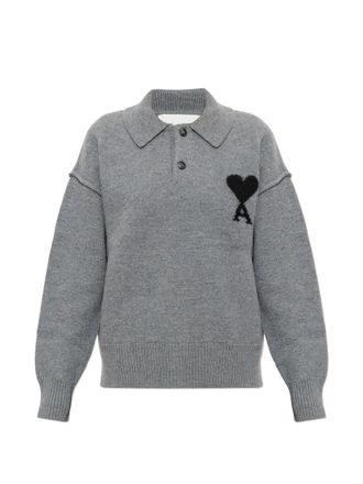 Ami Polo Sweater With Contrasted Ami de Coeur
