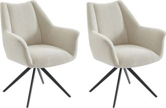 Vente-Unique Conjunto de 2 sillas con reposabrazos de tela y metal negro - Beige - KARDESA de Maison C&eacute;phy
