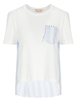 Marni White Cotton Asymmetric T-Shirt