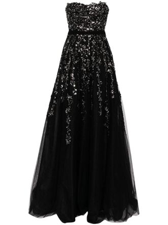 Saiid Kobeisy Abito da sera con paillettes - Nero
