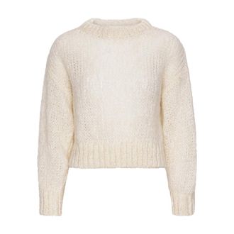 Americandreams Leonnie Alpaca Cropped Pullover - Dames - Ronde hals truien - Wit - XL - Wol - Truien & Vesten