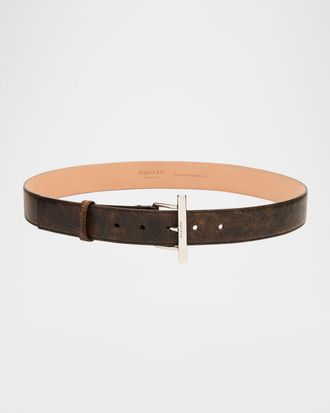 Alexander McQueen T-Bar Skinny Leather Belt