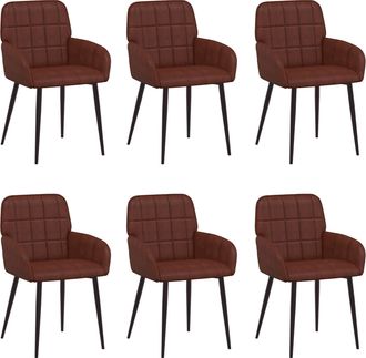 vidaXL Sillas De Comedor 6 Uds. Cuero Sint&eacute;tico Marr&oacute;n Brillante Vidaxl