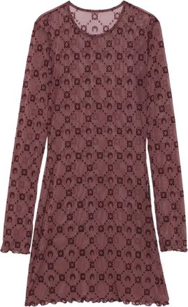 Marine Serre long-sleeve patterned mini dress - Purple