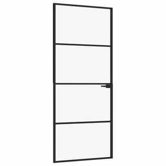 Berkfield Home Interior Door Black 83x201.5 cm Tempered Glass&Aluminium