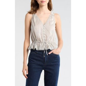 Paige Maiden Button-Up Silk Peplum Top in Sea Mist at Nordstrom, Size X-Small