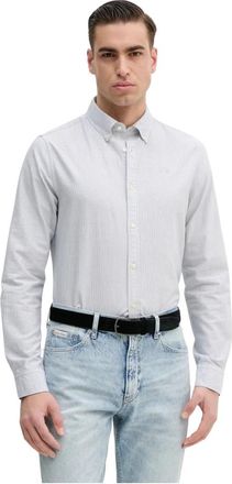 Barbour Striped Oxtown Tailored Shirt - Heren - Zakelijke Overhemden - Grijs - 2XL - Katoen - Overhemden
