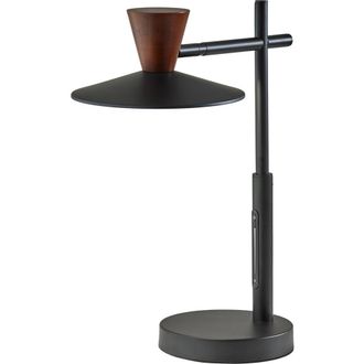 Adesso Elmore LED Desk Lamp in Black W. Walnut Wood at Nordstrom