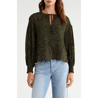 Sanctuary The Moment Print Top in Midnight Moss Green at Nordstrom, Size Xx-Large