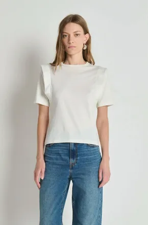 Nation Ltd Thea Sleeve Inset Top In Procelain