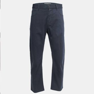 Emporio Armani Navy Blue Cotton Regular Fit Trousers XXL