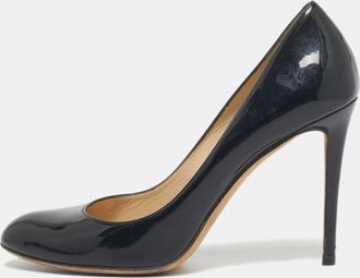 Jimmy Choo London Black Patent Leather Georgia Round Toe Pumps