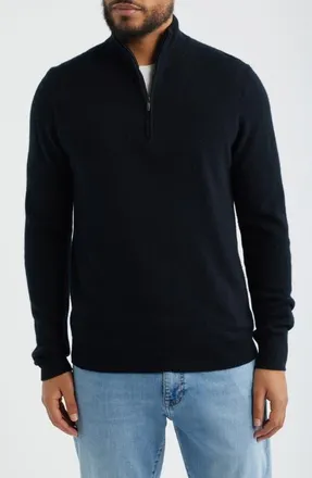 Nordstrom Quarter Zip Cashmere Sweater in Black at Nordstrom, Size Xx-Large