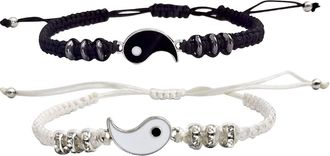 Generic Best Friend Bracelets 2 Matching Yin And Yangs Adjustable Rope For Friendship Relationship Boyfriend Girlfriend Valentines Day Gift Long Necklaces for