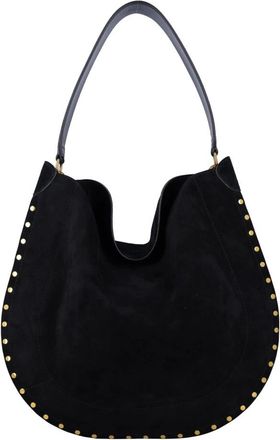 Isabel Marant Tassen, Dames, Zwart, ONE Size, Katoen, Studded Suede Hobo Tas
