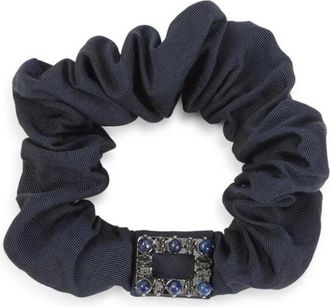 Roger Vivier Accessoires, Dames, Blauw, ONE Size, Katoen, Versierde Scrunchie