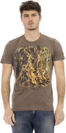 Trussardi Elegant bruin T-shirt met Frontprint - Heren - T-shirts - Bruin - 3XL - Katoen - Tops
