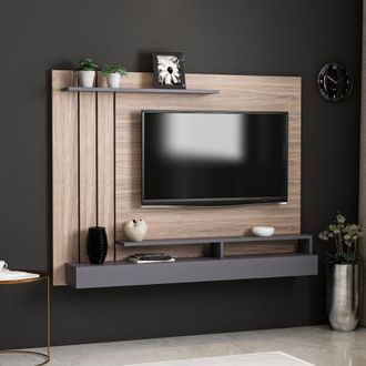 Homemania Homemania - Parete Porta Tv Lawrance 157 Noce Particolari Antracite
