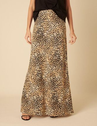 Nobody's Child Leopard Print Linen-blend Mila Maxi Skirt