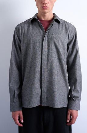 Topman Relaxed Fit Textured Button-Up Shirt in Grey at Nordstrom, Size Xx-Large