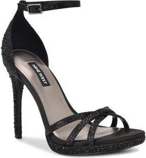 Nine West Lartay Platform Ankle Strap Sandal in Black at Nordstrom Rack, Size 9.5